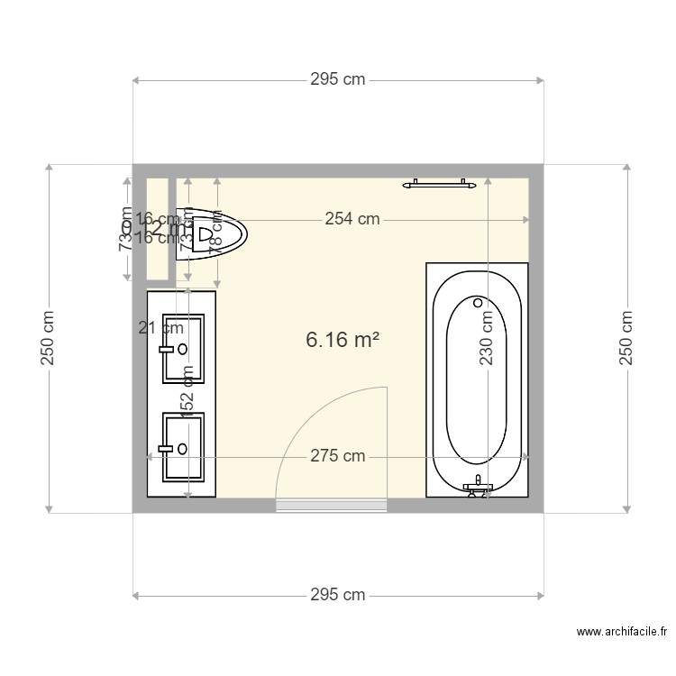 lethier etage. Plan de 2 pièces et 6 m2