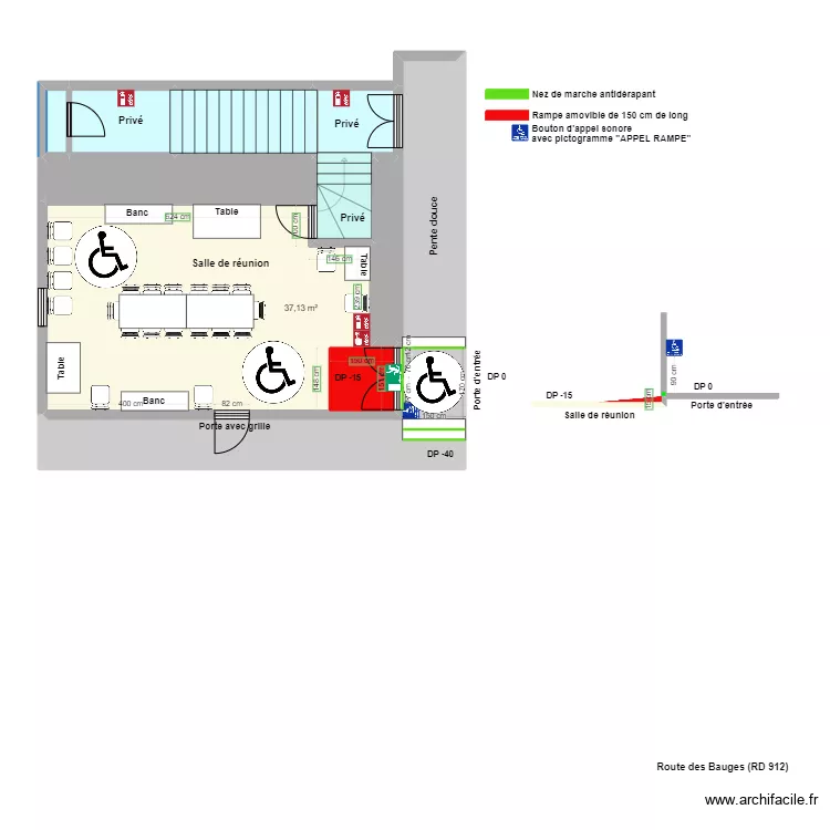 MAISON COMMUNALE Saint Jean d'Arvey vue Salle de r&eacute;union . Plan de 