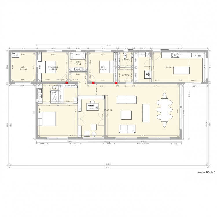 La case bambou maison style créole grand séjour. Plan de 0 pièce et 0 m2