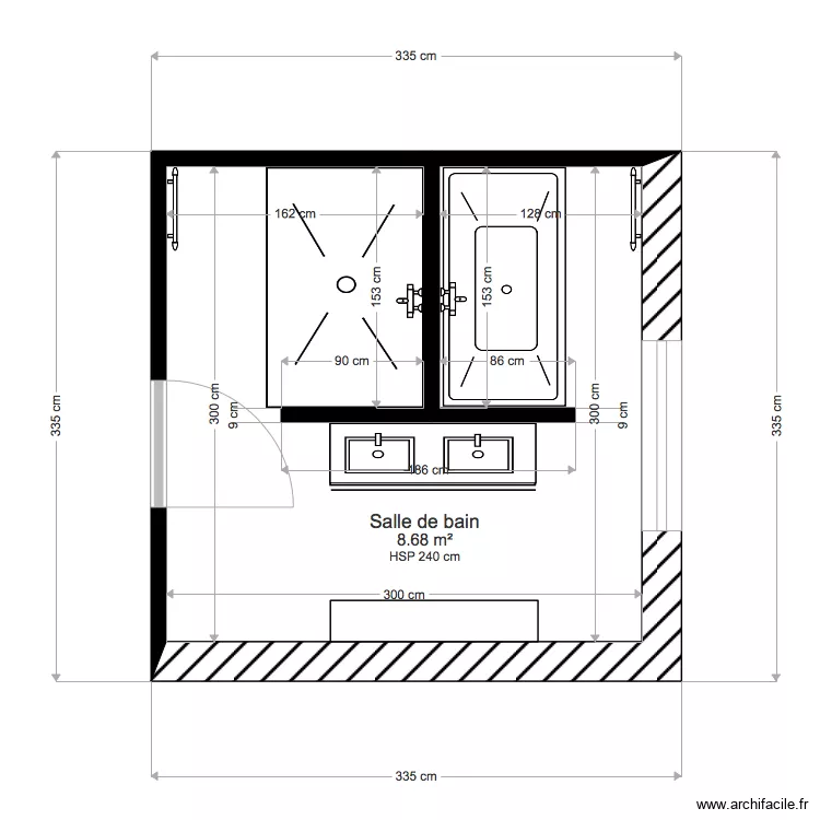 SALLE DE BAIN 9M2 2EM. Plan de 
