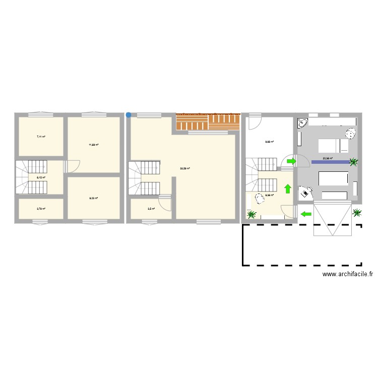 Maison Cabinet. Plan de 10 pièces et 115 m2