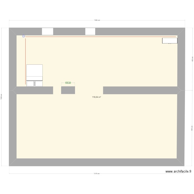 plan 1 kermarc. Plan de 1 pièce et 119 m2