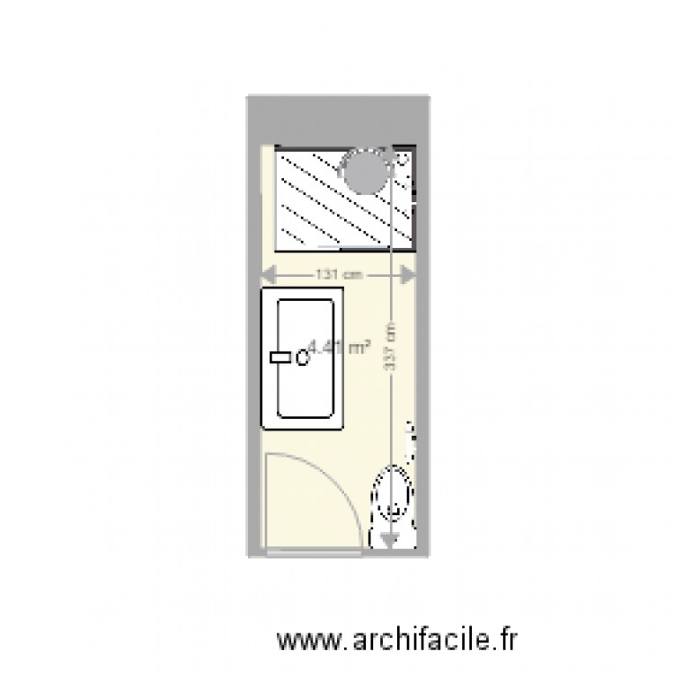 plan sdb après - Plan 2 pièces 9 m2 dessiné par allscott