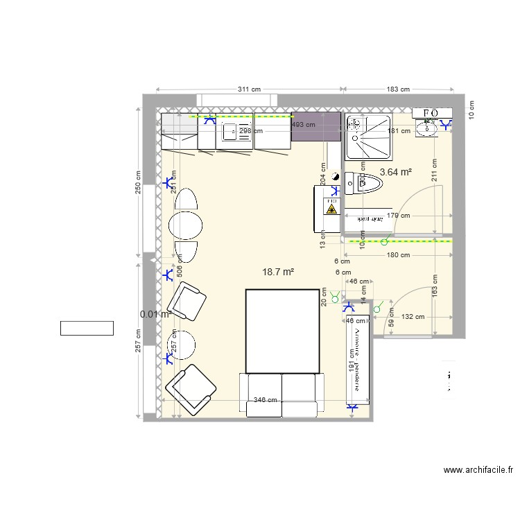 VR 9 Lausanne meublé studio II fvariante lit II. Plan de 0 pièce et 0 m2