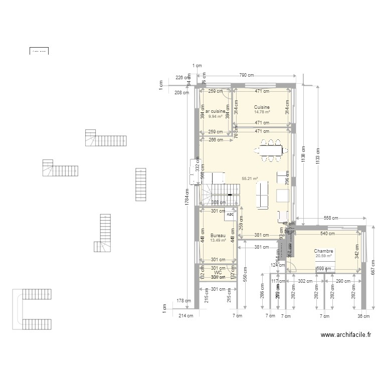 version JJ ENT Face 0901. Plan de 6 pièces et 118 m2