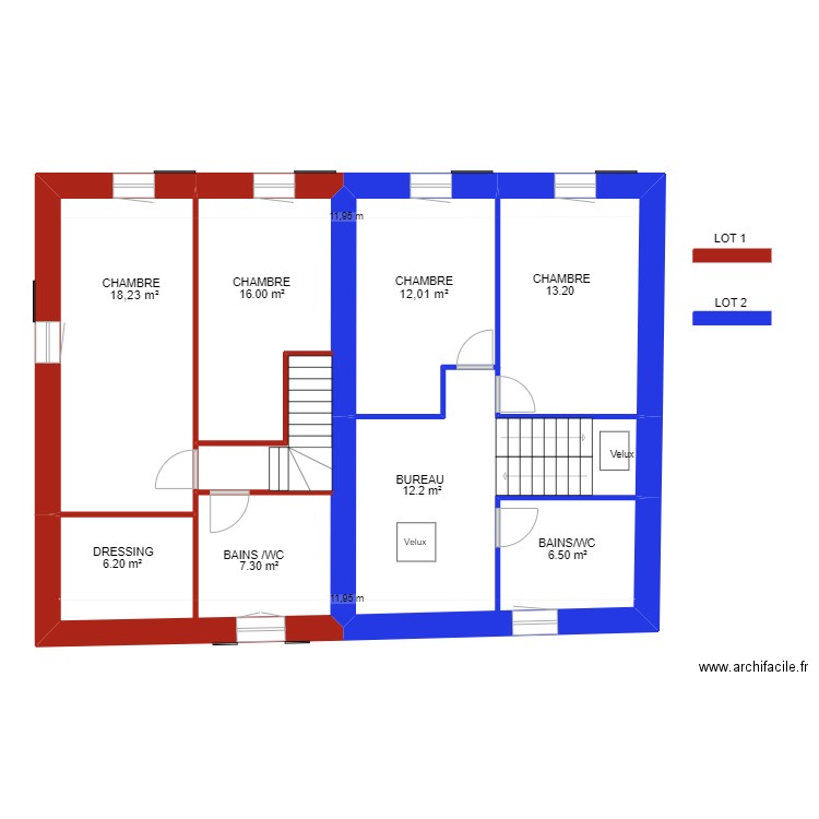 Projet 2éme étage. Plan de 10 pièces et 196 m2