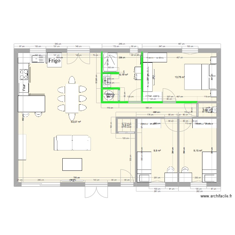 Maison Nath base 3. Plan de 8 pièces et 95 m2