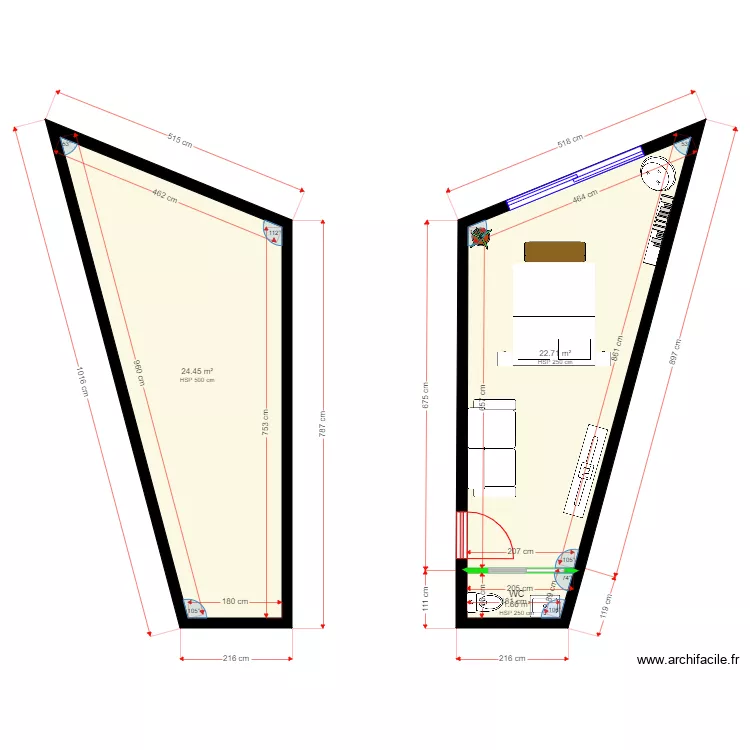 creation chambre Alves. Plan de 