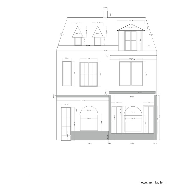 facade. Plan de 0 pièce et 0 m2