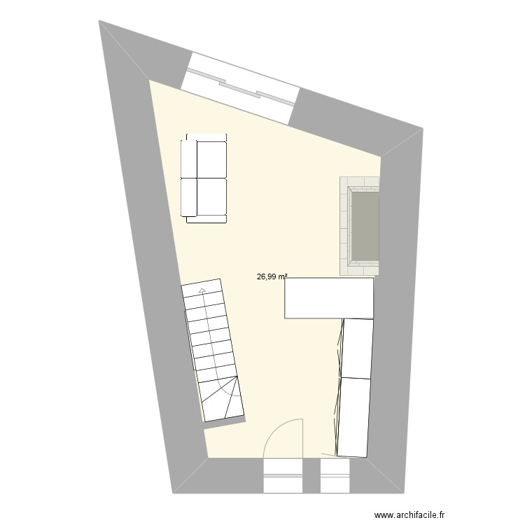 salignac. Plan de 1 pièce et 27 m2