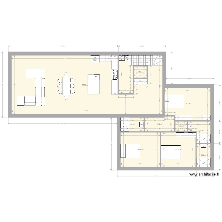 TASIE F5 ET BUREAU. Plan de 17 pièces et 298 m2