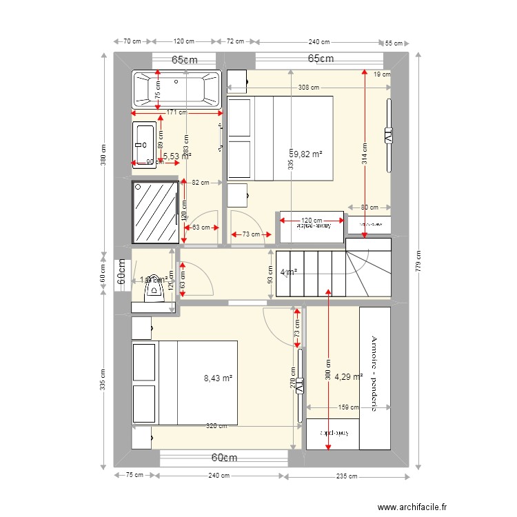 R1 Tristan BIS. Plan de 6 pièces et 33 m2