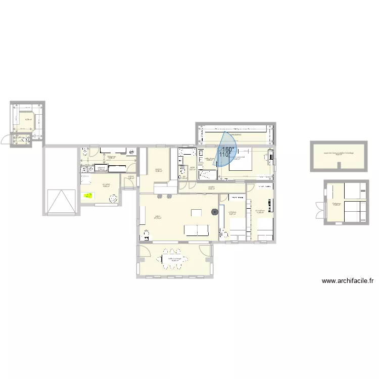 MAISON gareoult2. Plan de 19  et 167 m²
