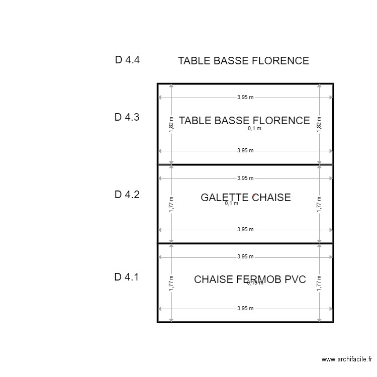 D 4. Plan de 3 pièces et 21 m2