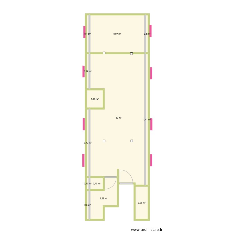 grenier. Plan de 13 pièces et 54 m2