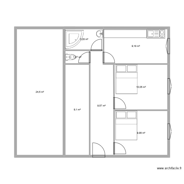nasredine5. Plan de 8 pièces et 77 m2