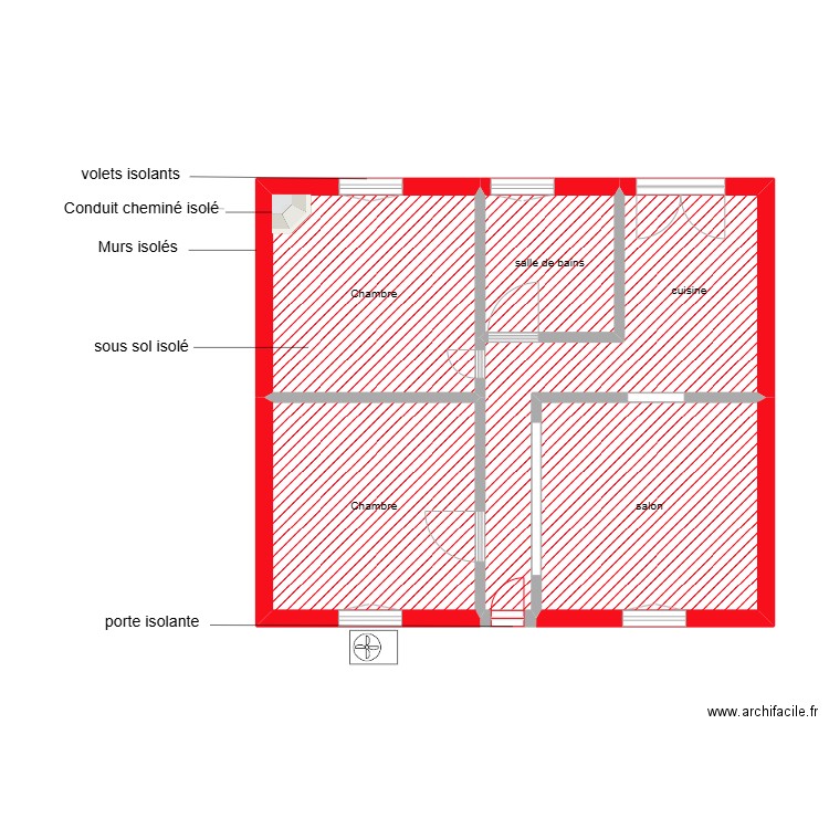 GROS plan étape 2. Plan de 5 pièces et 48 m2