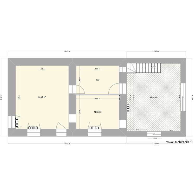 plan SLG RDC. Plan de 7 pièces et 141 m2