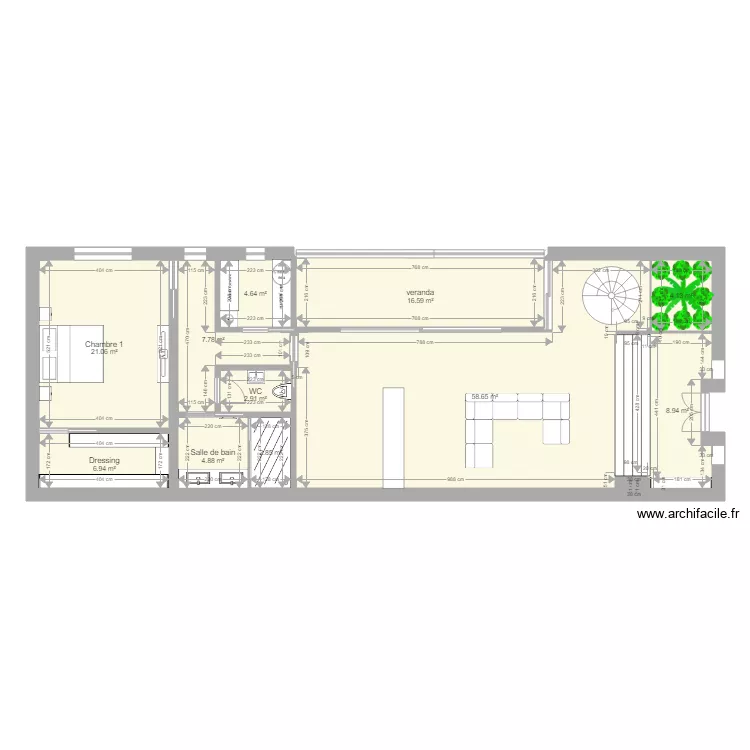 Hangar reamenag&eacute;. Plan de 