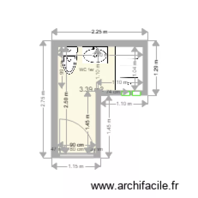 sanitaire 1er def et mobilier. Plan de 