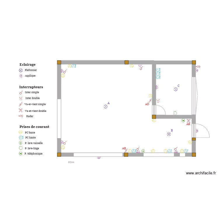 Cabane &eacute;lec 1. Plan de 