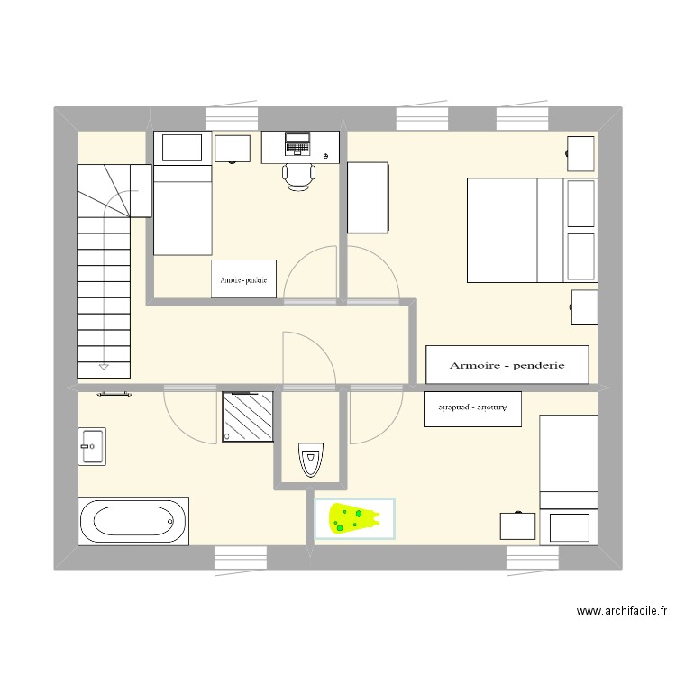 Réaménagement chambres 2. Plan de 0 pièce et 0 m2