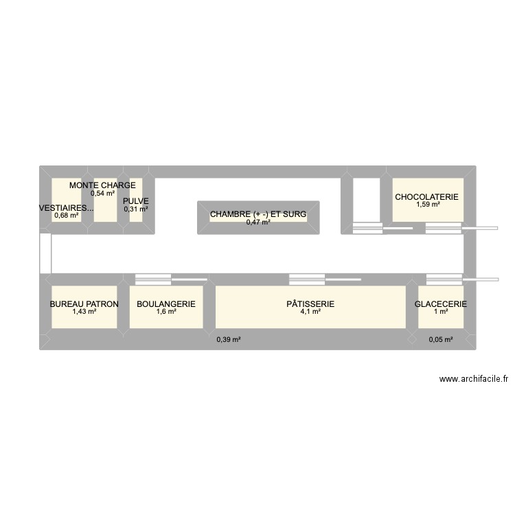 PÂTISSSERIE. Plan de 11 pièces et 12 m2