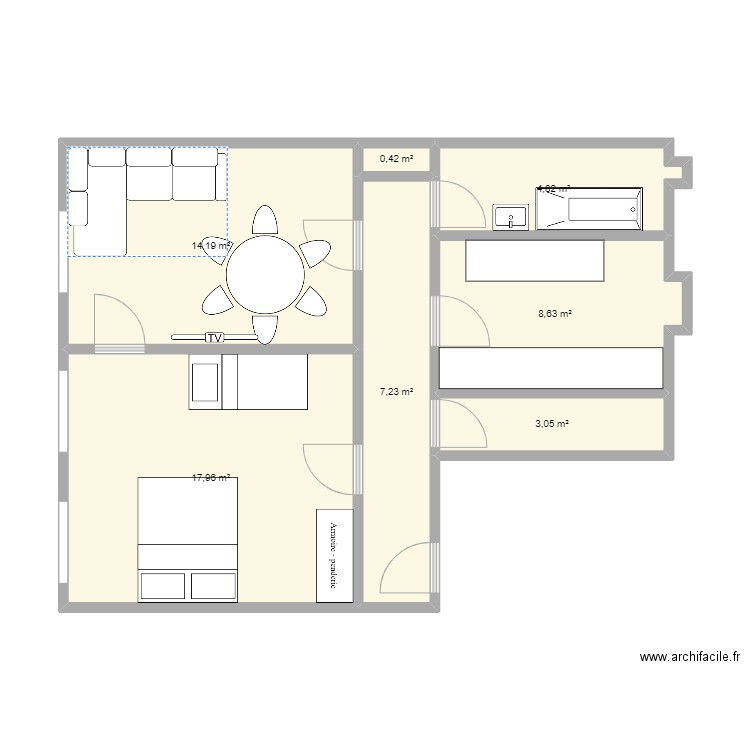 Boulevbard de nancy. Plan de 7 pièces et 56 m2