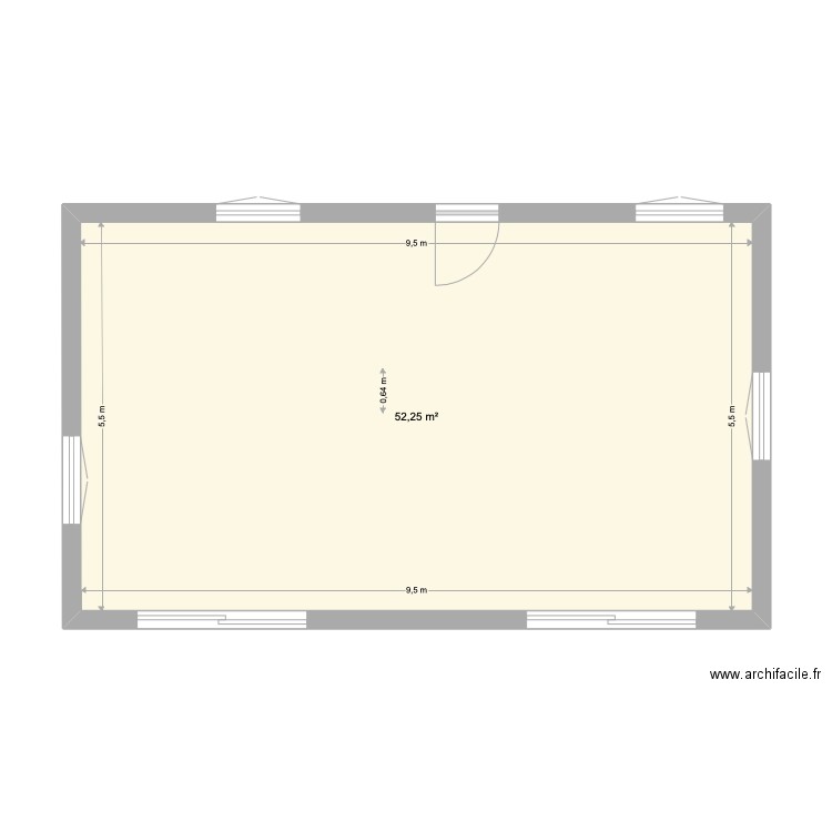 PLAN NU RDC. Plan de 1 pièce et 52 m2