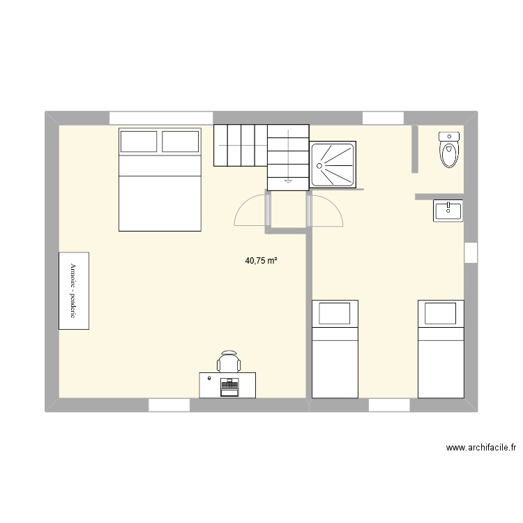 Etage PM. Plan de 1 pièce et 41 m2