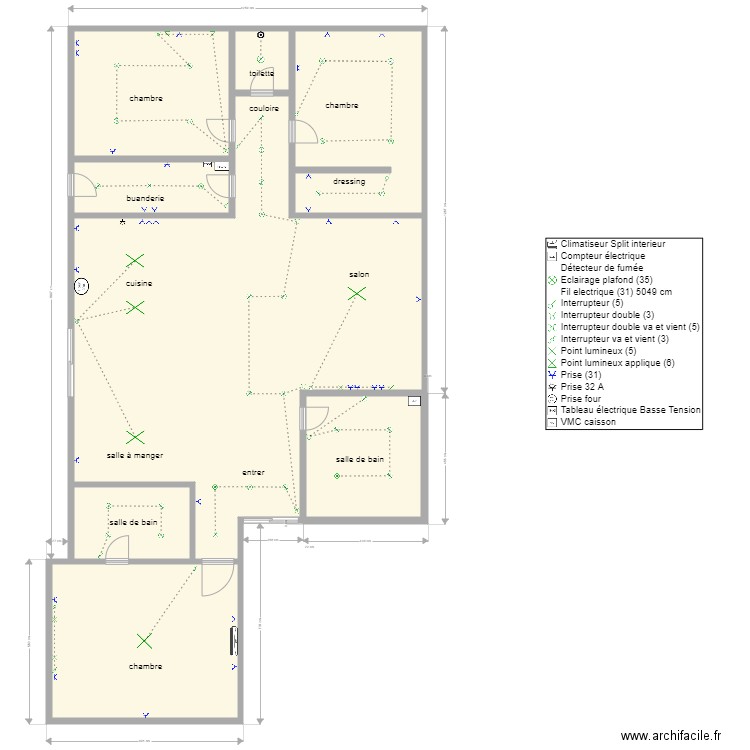 maison projet. Plan de 8 pièces et 241 m2