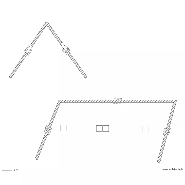 toiture st pierre vu arrière et coupe coter gauche. Plan de toiture st pierre vu arrière et coupe coter gauche. Plan de