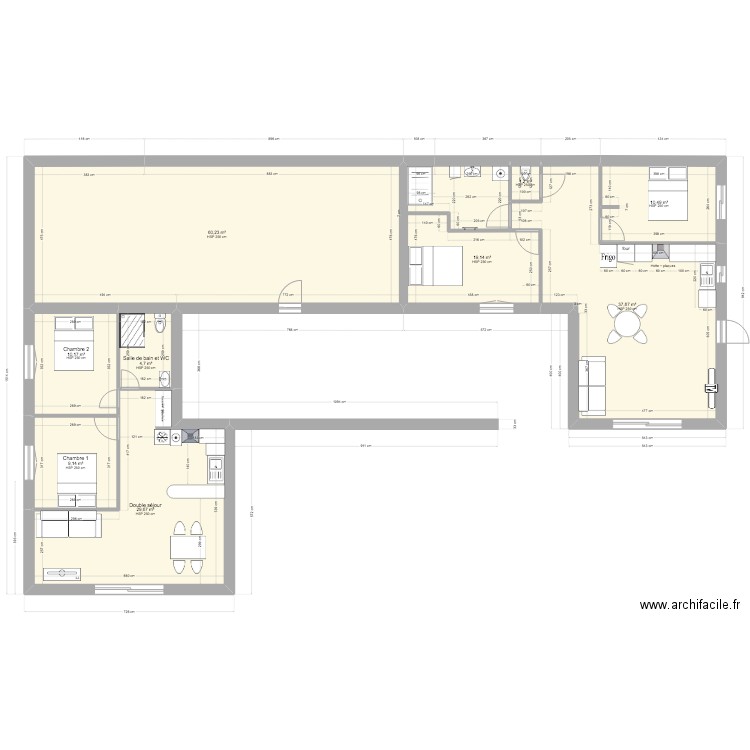 MODIF CELINE 2. Plan de 9 pièces et 183 m2