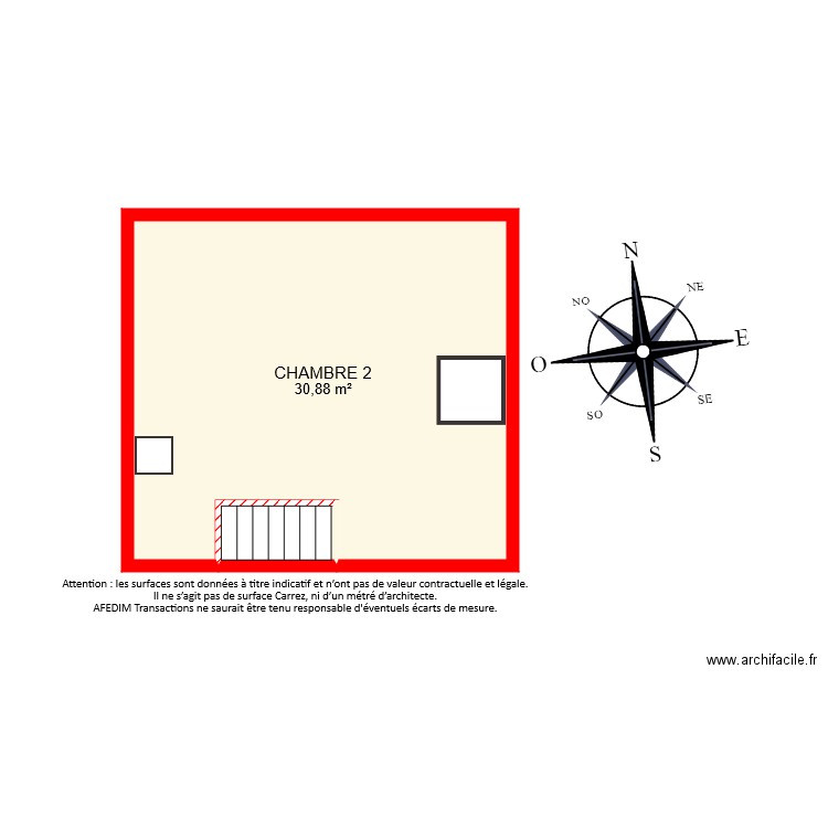 BI 7536 ETAGE 2. Plan de 2 pièces et 32 m2