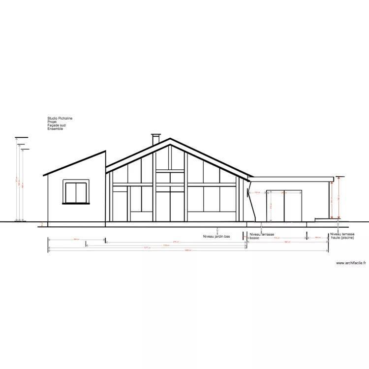 Studio Picholine Projet 02 18 6 Fa&ccedil;ade Sud . Plan de 
