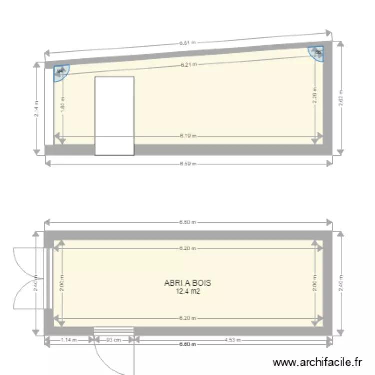 abri &agrave; bois. Plan de 