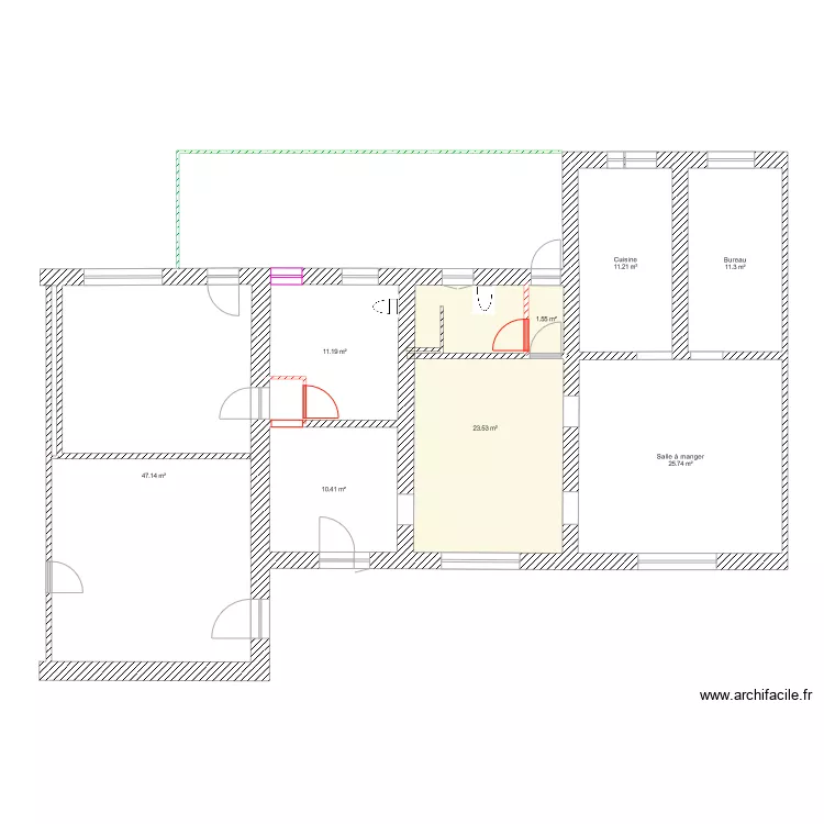 Maison Peissant Rez modifications. Plan de 