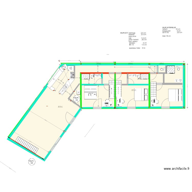CUISINE DEF. Plan de 16 pièces et 227 m2
