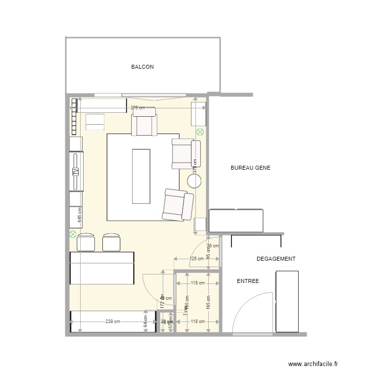 NOTRE SEJOUR (2 FT). Plan de 2 pièces et 25 m2