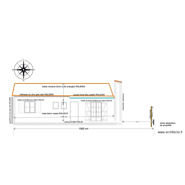 plan façade ouest. Plan de 0 pièce et 0 m2