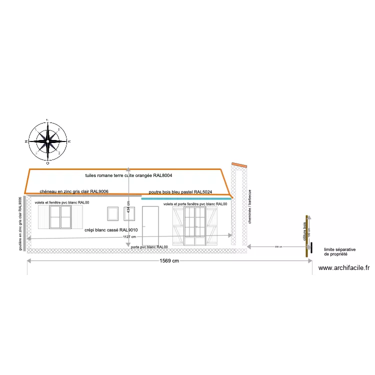 plan fa&ccedil;ade ouest. Plan de 