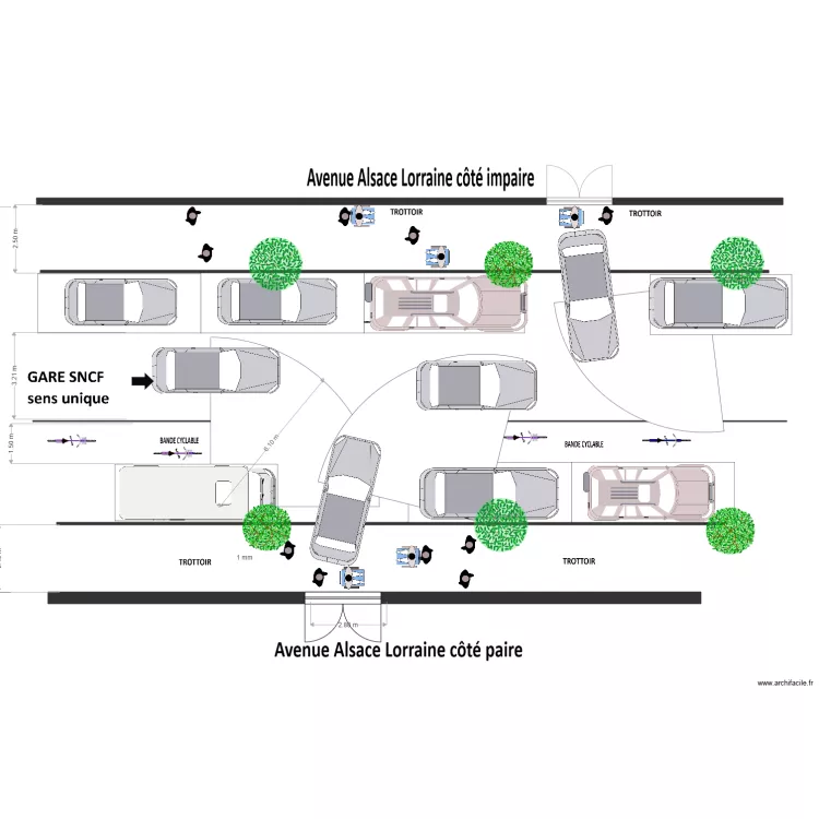 Projet de R&eacute;novation avec Bande Cyclable  . Plan de 