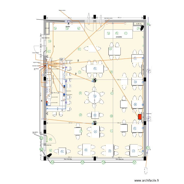Salle resto Ivato gaines oranges. Plan de 0 pièce et 0 m2