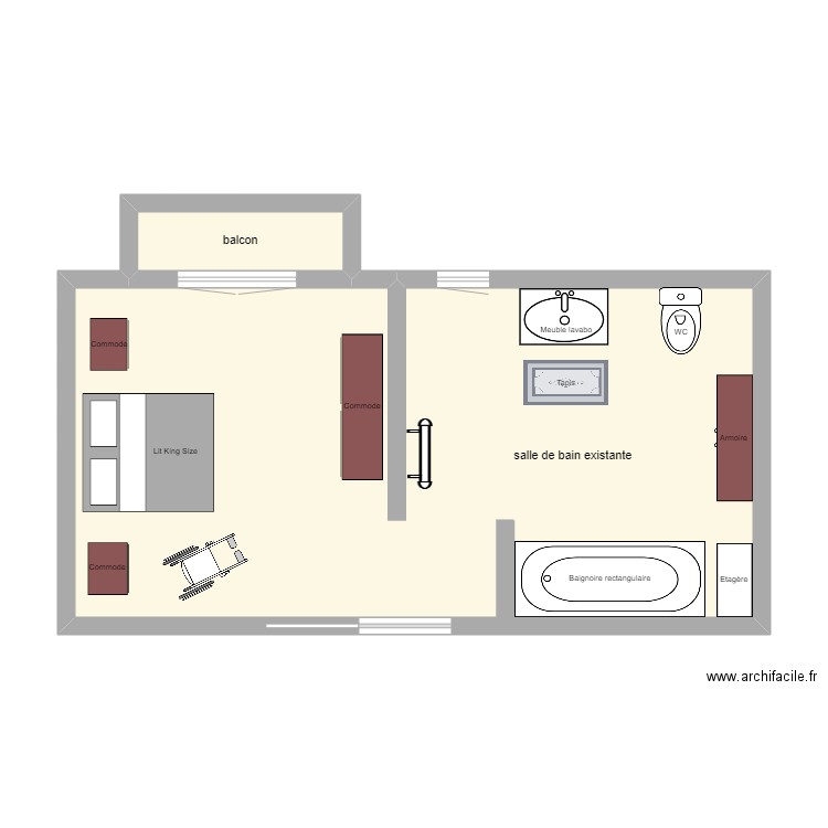 biganos salle de bain existante. Plan de 0 pièce et 0 m2
