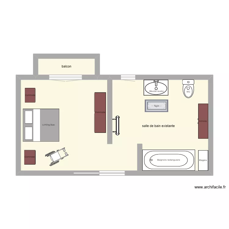 biganos salle de bain existante. Plan de 