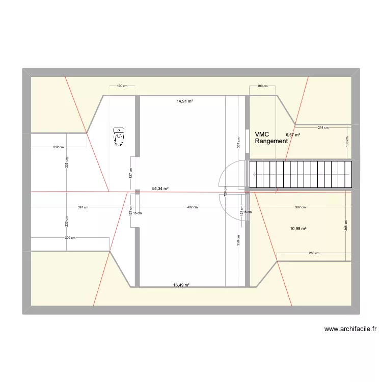 comble agencement. Plan de 