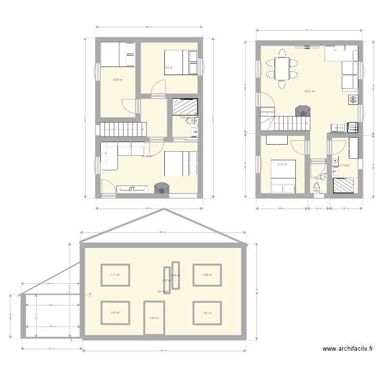 PLan1. Plan de 16 pièces et 139 m2