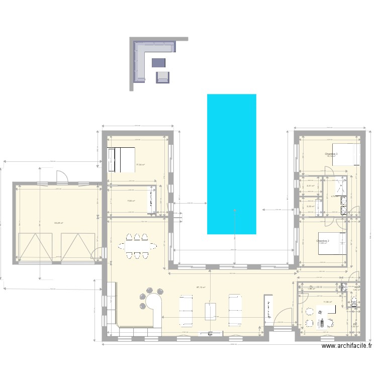 Maison en U 2. Plan de 0 pièce et 0 m2