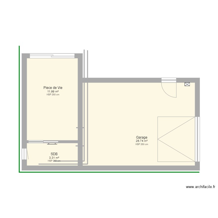 garage studio Eau Evac. Plan de 0 pièce et 0 m2