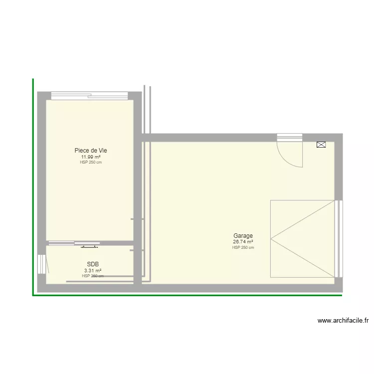 garage studio Eau Evac. Plan de 